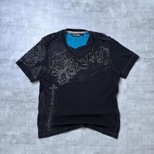 Y2K Boy London Black 00s V Neck T shirt